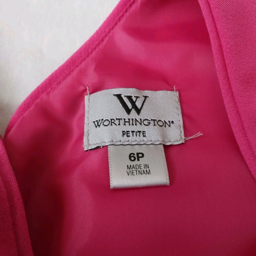 Worthington Pink Peplum Dress Pink Sleeveless Barbie Womens Size 6P - Picture 4 of 9
